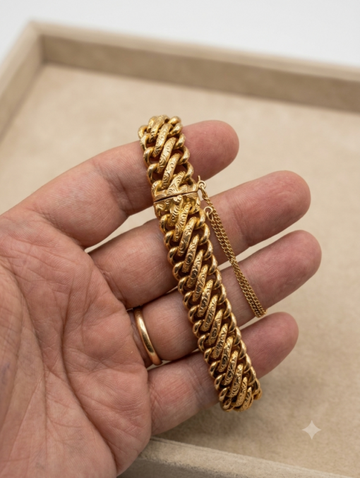 gourmette américaine en or 18 carats
