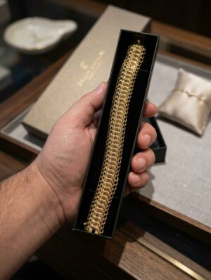Gourmette américaine large en or 18 carats – La Main en Or Marseille